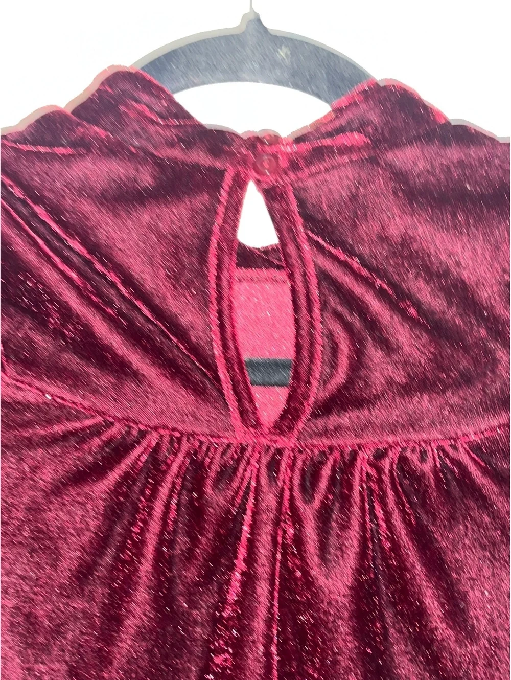 Vintage Girls' Burgundy Velvet Long Sleeve Dress